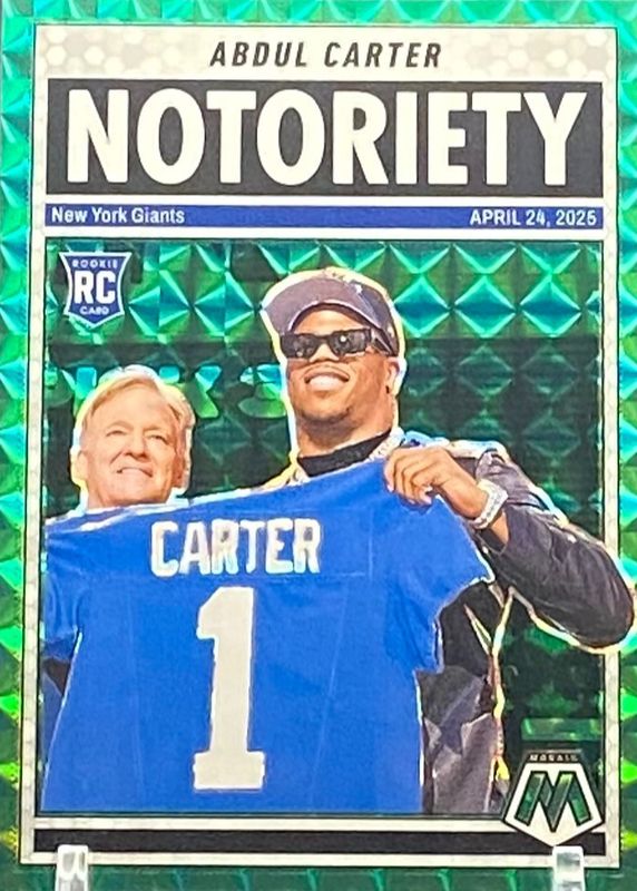 Abdul Carter 2025 Mosaic #14 Notoriety - Green Rookie RAW