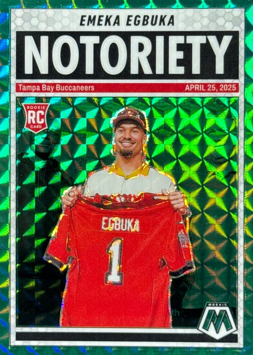 Emeka Egbuka 2025 Mosaic #16 Notoriety - Green Price Guide