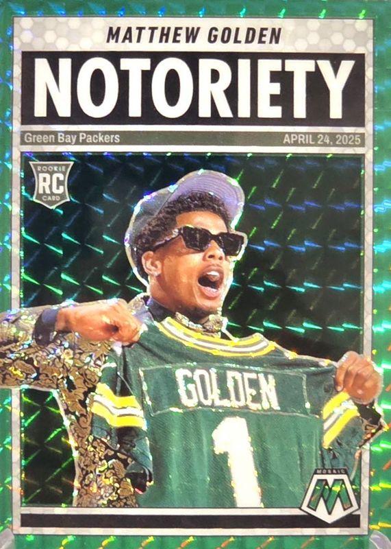 Matthew Golden 2025 Mosaic #21 Notoriety - Green Rookie RAW