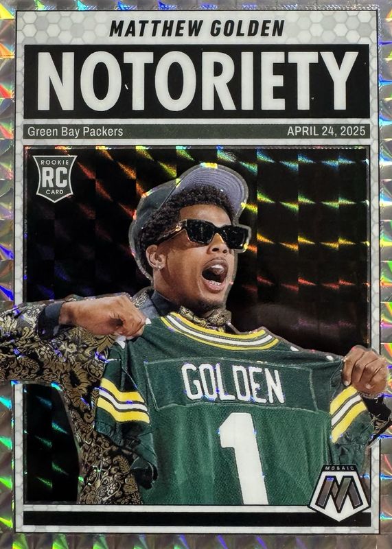 Matthew Golden 2025 Mosaic #21 Notoriety - Mosaic Rookie RAW