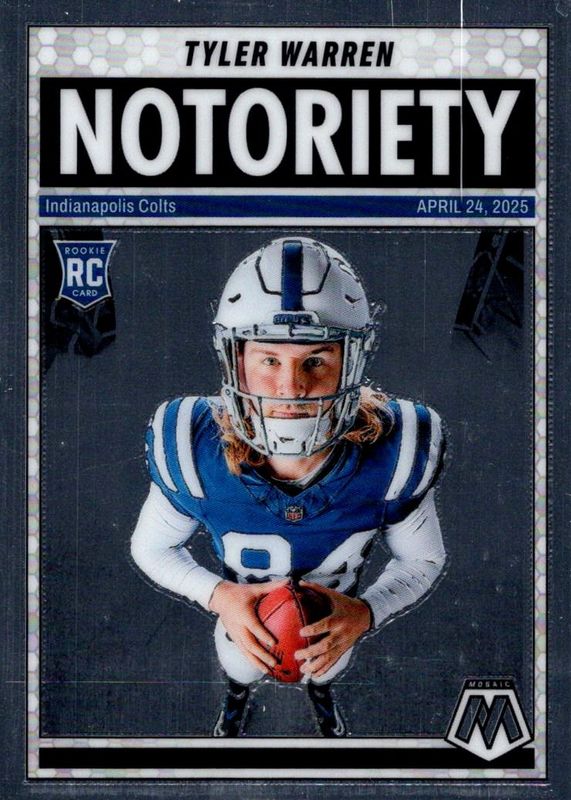 Tyler Warren 2025 Mosaic #25 Notoriety Rookie RAW