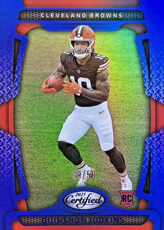 Quinshon Judkins 2025 Certified #121 Mirror Blue /50 Rookie RAW
