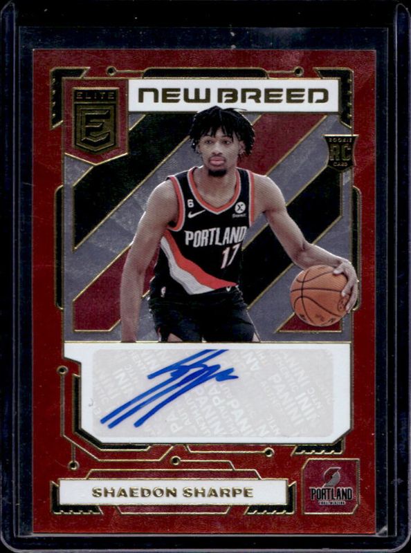 Shaedon Sharpe 2022 Elite #NB-SHS New Breed Autographs - Red /49 Rookie RAW
