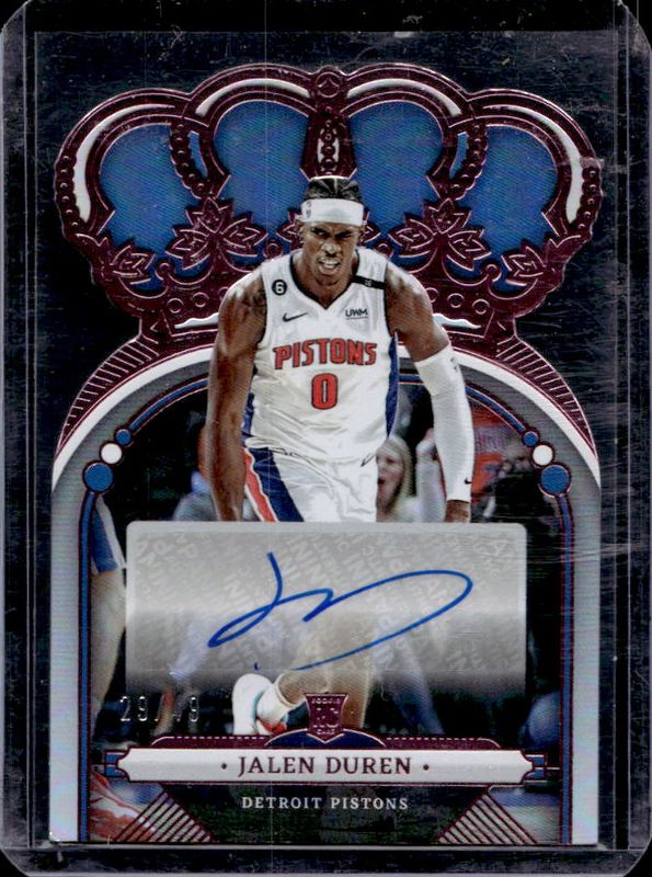 Jalen Duren 2022 Crown Royale #RCA-JLD Rookie Crown Autographs - Pink /49 RAW