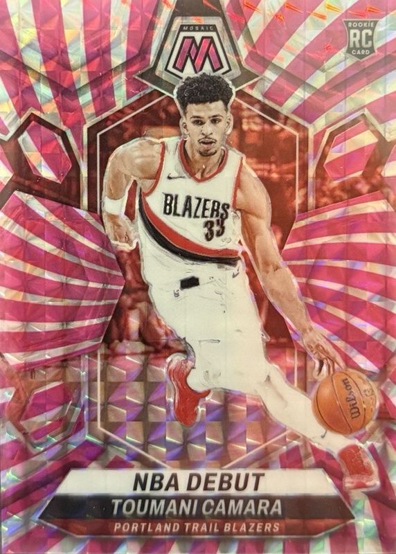 Toumani Camara 2023 Mosaic #270 NBA Debut - Pink Swirl /18 Rookie RAW