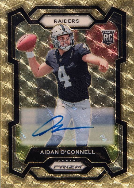 Aidan O'Connell 2023 Prizm #360 Rookie Autographs - Gold Vinyl /5 RAW