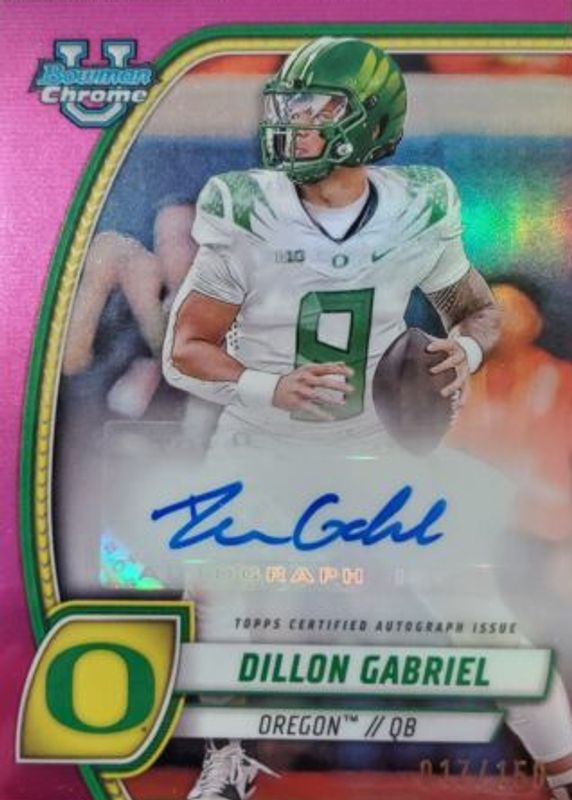 Dillon Gabriel 2024 Bowman Chrome University #PA-DGA Prospect Auto - Fuchsia Refractor /150 SGC 10