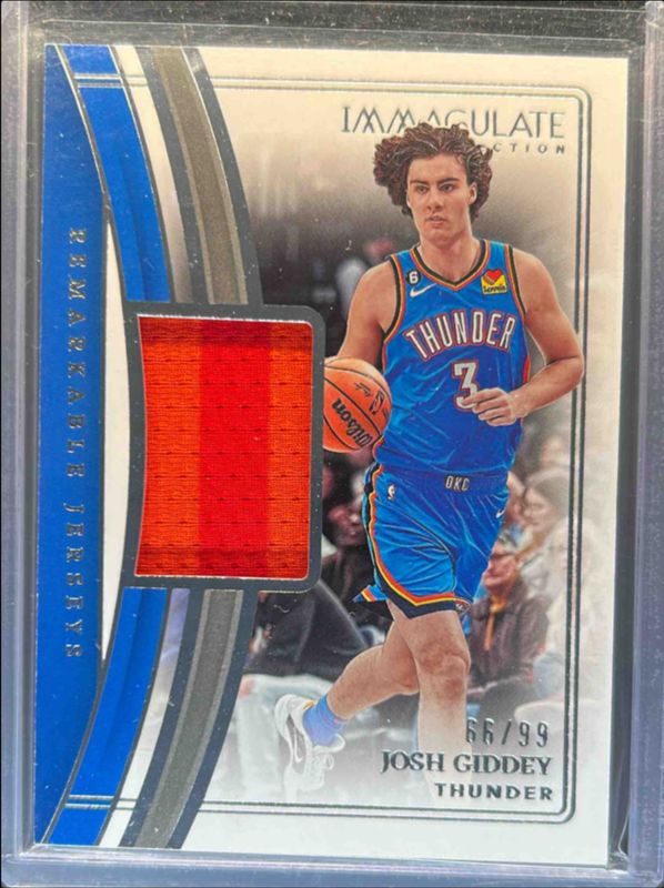 Josh Giddey 2022 Immaculate #RJ-JT Remarkable Jerseys /99 RAW