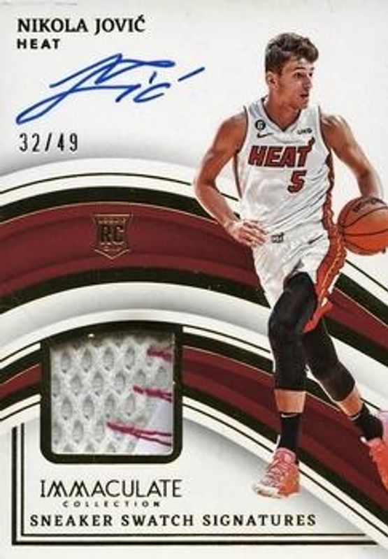 Nikola Jovic 2022 Immaculate #SNS-NJV Sneaker Swatches Signatures /49 Rookie RAW
