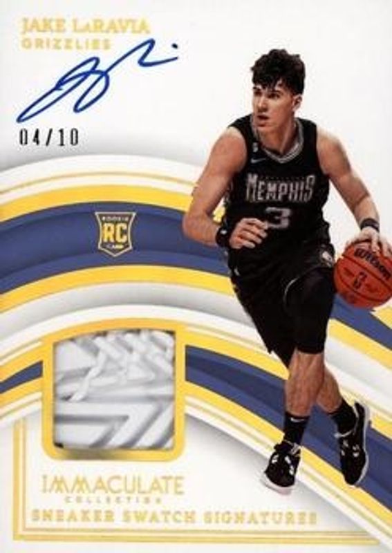 Jake LaRavia 2022 Immaculate #SNS-JLR Sneaker Swatches Signatures - Gold /10 Rookie RAW