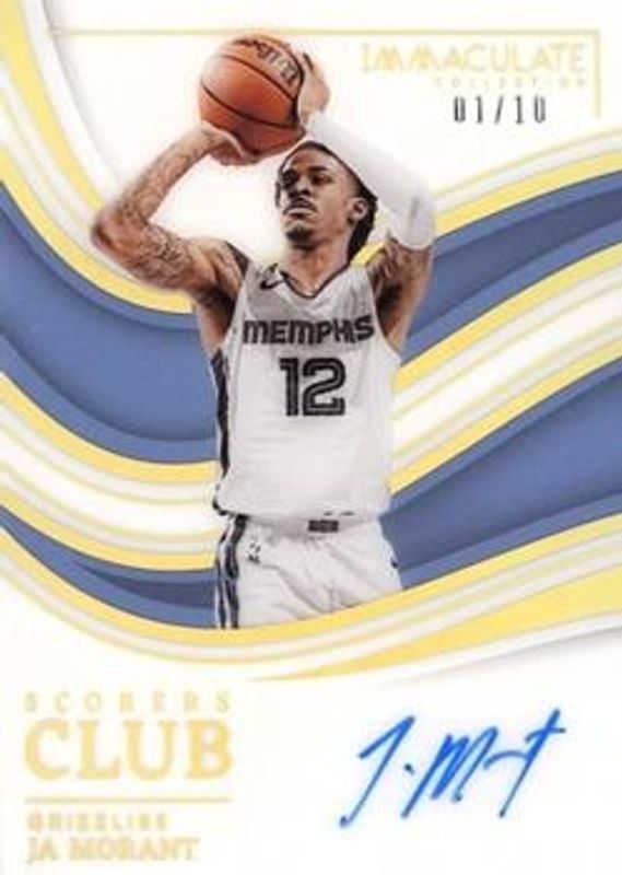 Ja Morant 2022 Immaculate #SCS-JAM Scorers Club Signatures - Gold /10 RAW
