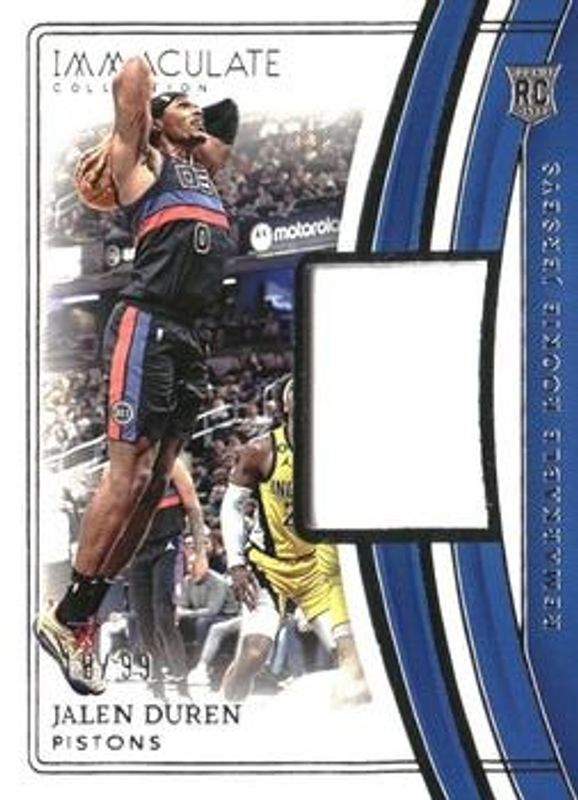 Jalen Duren 2022 Immaculate #RJ-JAL Remarkable Rookie Jerseys /99 RAW