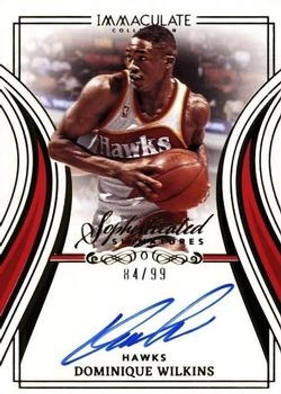 Dominique Wilkins 2022 Immaculate #SS-DWK Sophisticated Signatures /99 RAW