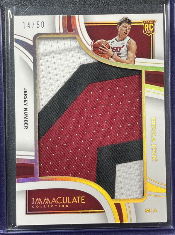 Nikola Jovic 2022 Immaculate #JP-NJH Jumbo Patches Jersey Number /10 Rookie RAW