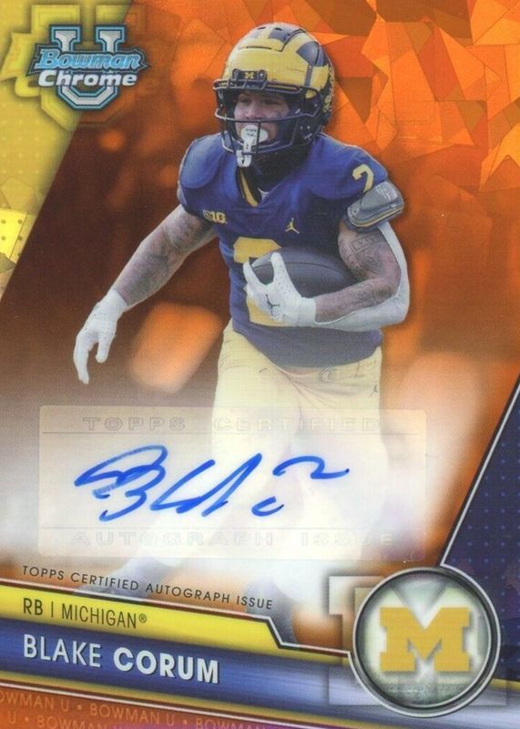 Blake Corum 2023 Bowman Chrome University Sapphire Edition #PA-BCO Prospect Auto - Orange /25 PSA 10