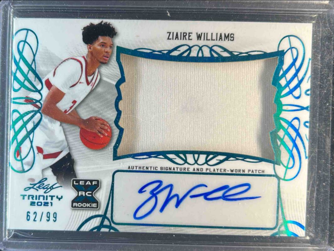 Ziaire Williams 2022 Leaf Trinity #PA-ZW1 Flashback Patch Auto - Holo Platinum /99 RAW