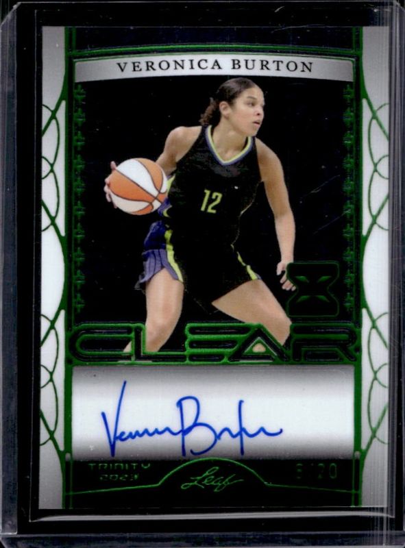Veronica Burton 2022 Leaf Trinity #CA-VB1 Clear Auto - Holo Green /20 Rookie RAW