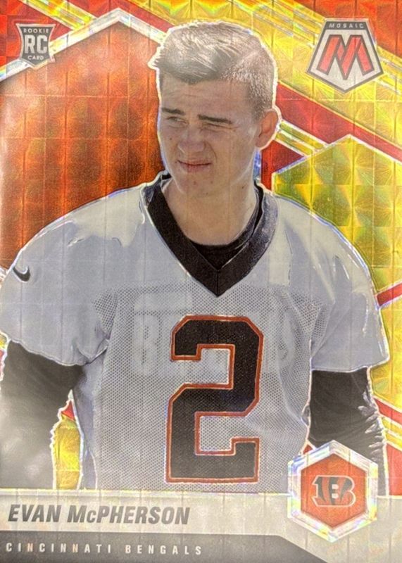 Evan McPherson 2021 Mosaic #361 Choice Fusion Red & Yellow /80 Rookie RAW