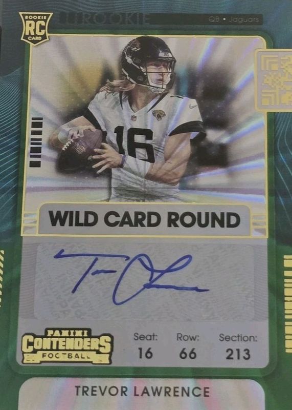 Trevor Lawrence 2021 Contenders #101 Rookie Ticket Auto Variation - Wild Card RAW