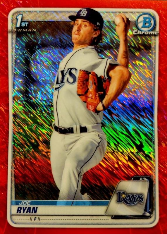 Joe Ryan 2020 Bowman #CPA-JRY Chrome Prospect Auto - Red Shimmer Refractor /5 (1st) RAW