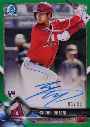 Shohei Ohtani 2018 Bowman Chrome #BCRA-SO Rookie Auto - Green
