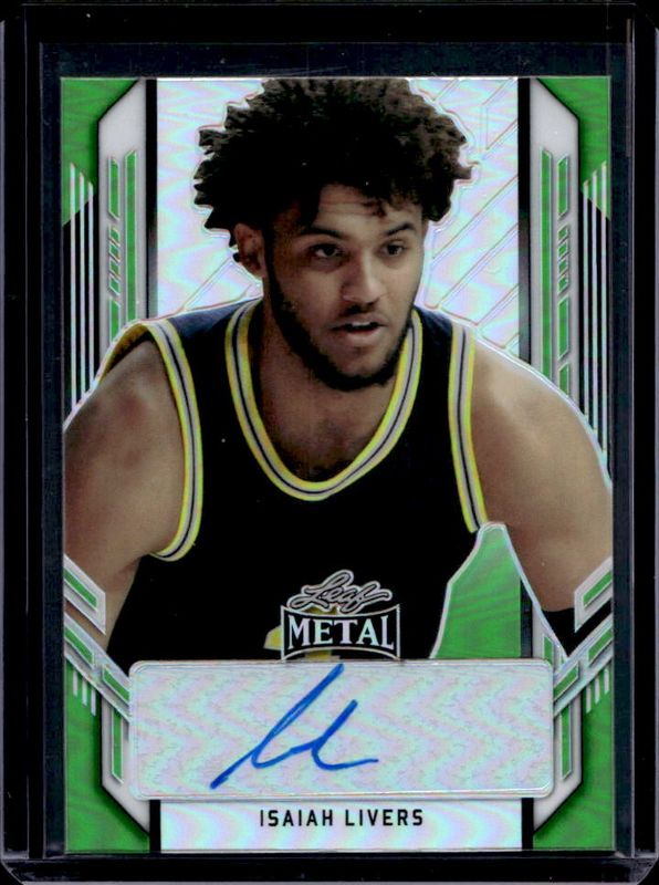 Isaiah Livers 2021 Leaf Metal #PA-IL1 Portrait Autographs - Green Rainbow /10 Rookie RAW