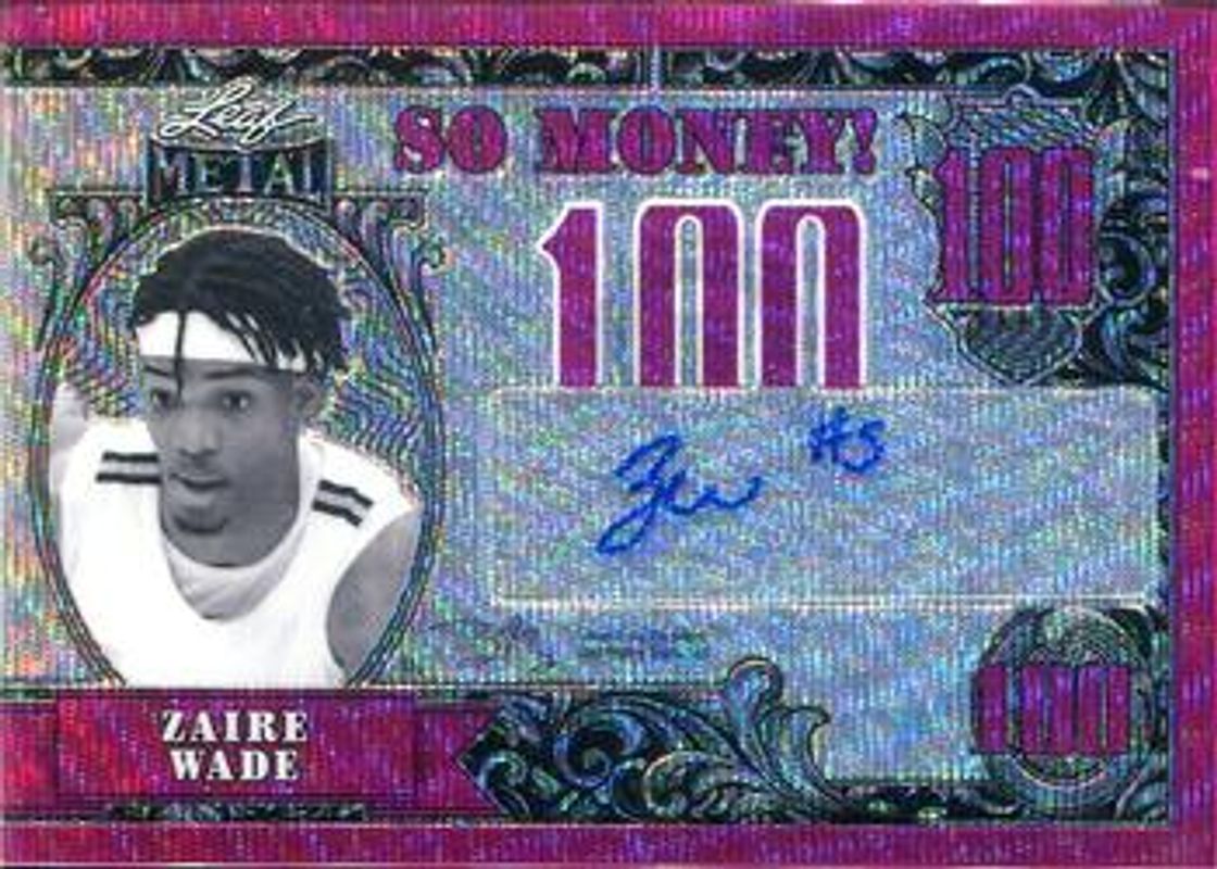 Zaire Wade 2021 Leaf Metal #SM-ZW1 So Money Autographs - Pink Wave /20 RAW