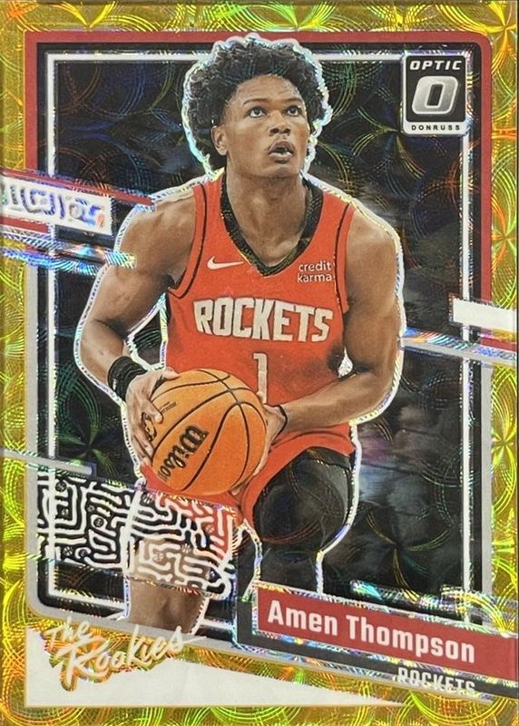 Amen Thompson 2023 Optic #2 The Rookies - International Gold /10 RAW