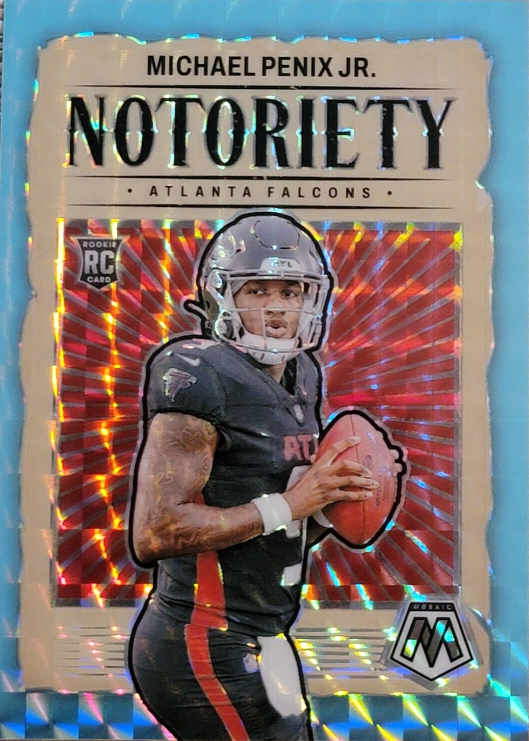 Michael Penix Jr. 2024 Mosaic #20 Notoriety - Blue Fluorescent /15