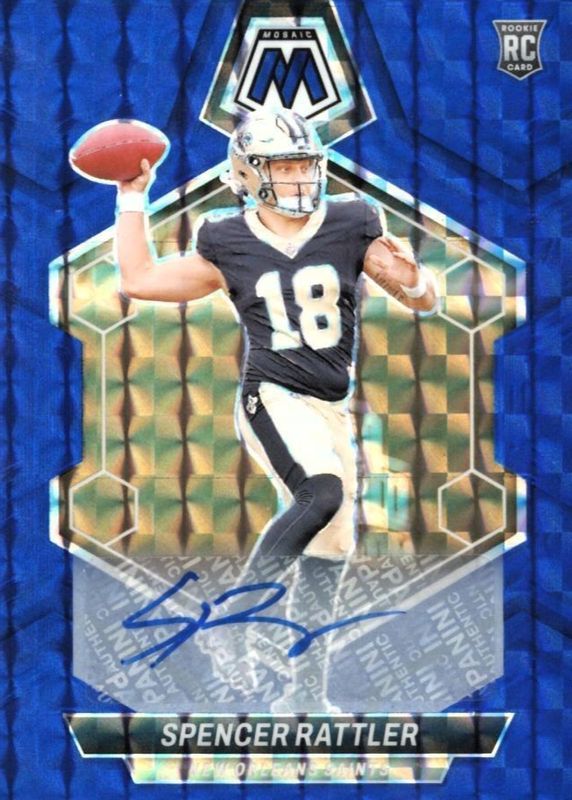 Spencer Rattler 2024 Mosaic #393 Rookie Autographs - Blue /99 PSA 10