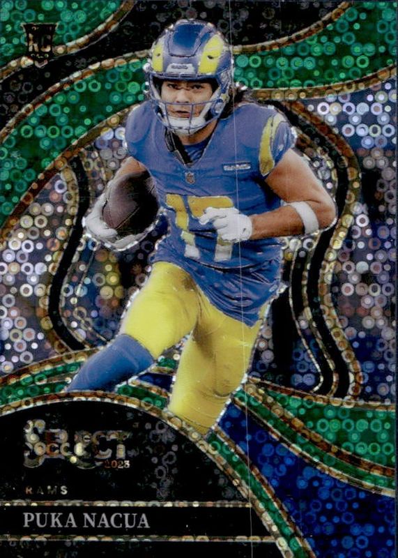 Puka Nacua 2023 Select #224 Club Level Green Disco /5 Rookie RAW