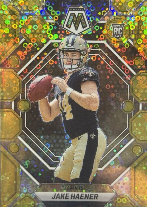 Jake Haener 2023 Mosaic #325 No Huddle Gold /10 Rookie RAW