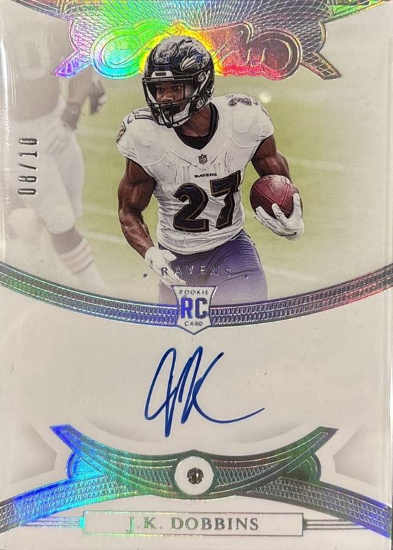 JK Dobbins 2020 Flawless #RGS-JKD Rookie Gems Signatures - Diamond /10 RAW