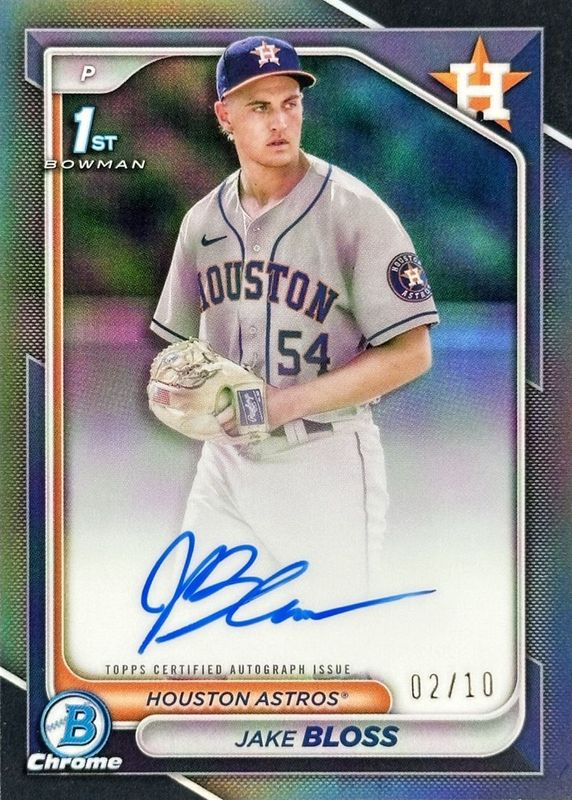 Jake Bloss 2024 Bowman Chrome #CPA-JB Prospect Auto - Black Refractor /10 (1st) RAW