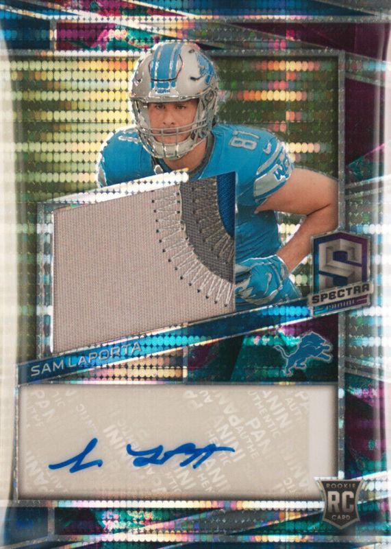 Sam LaPorta 2023 Spectra #232 Rookie Patch Auto - Celestial /75 RAW