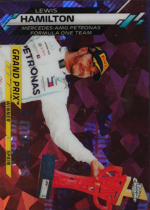 Lewis Hamilton 2020 Topps Chrome Formula 1 Sapphire Edition #137 Grand Prix Winners - Purple /10 (Spain) RAW