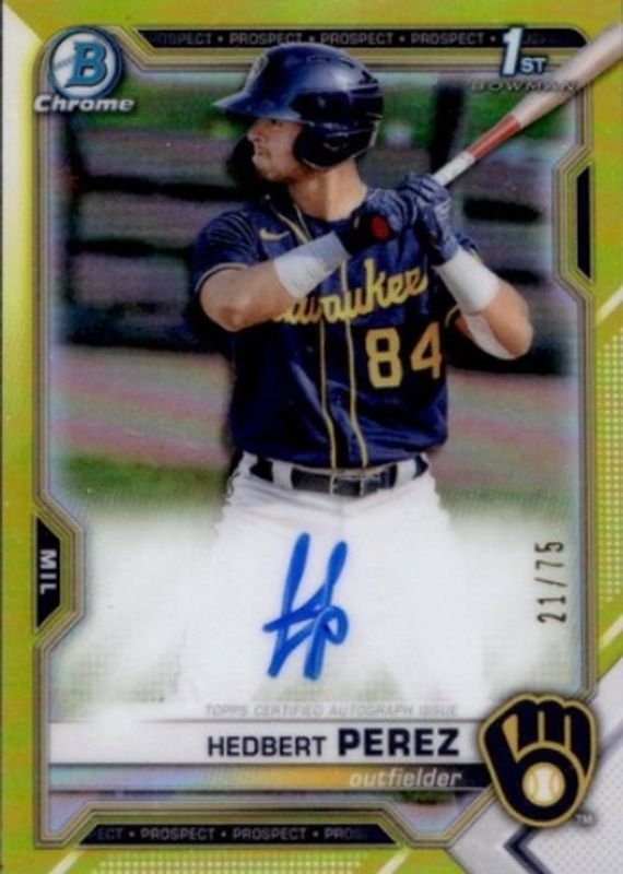 2021 Bowman #CPA-HP Chrome Prospect Auto - Yellow Refractor /75 (1st)