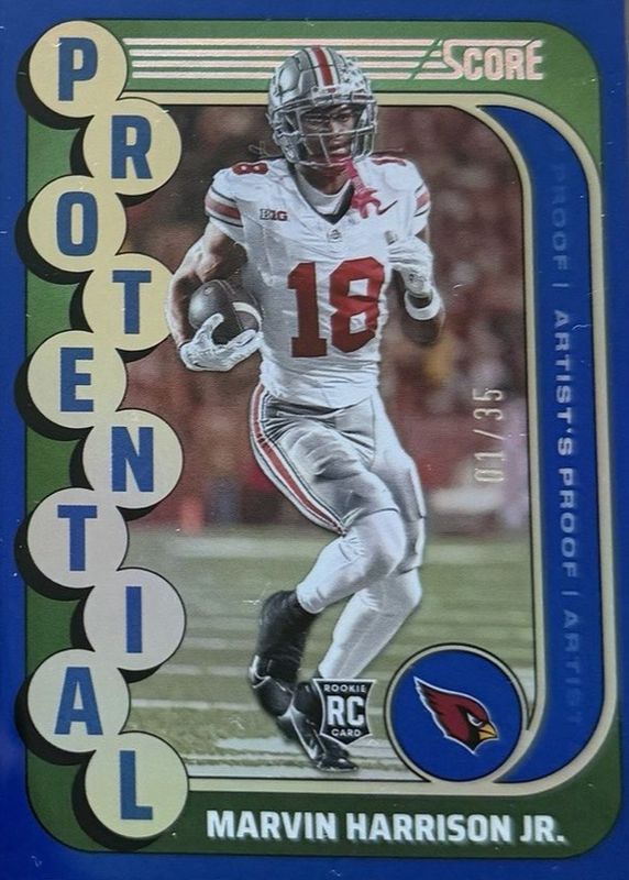 Marvin Harrison Jr. 2024 Score #16 Protential - Artist's Proof /35 Rookie RAW