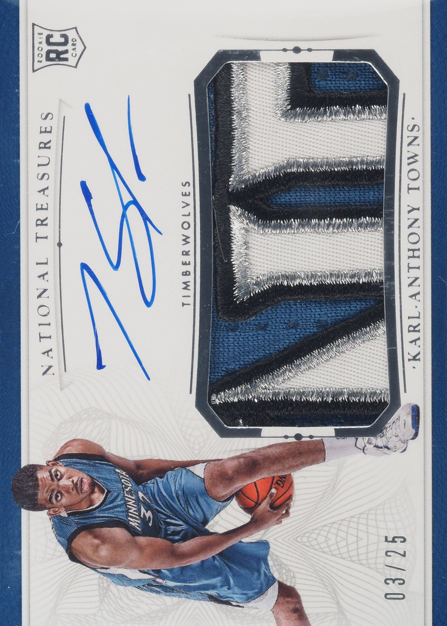 Karl-Anthony Towns 2015 National Treasures #101 Rookie Patch Auto 