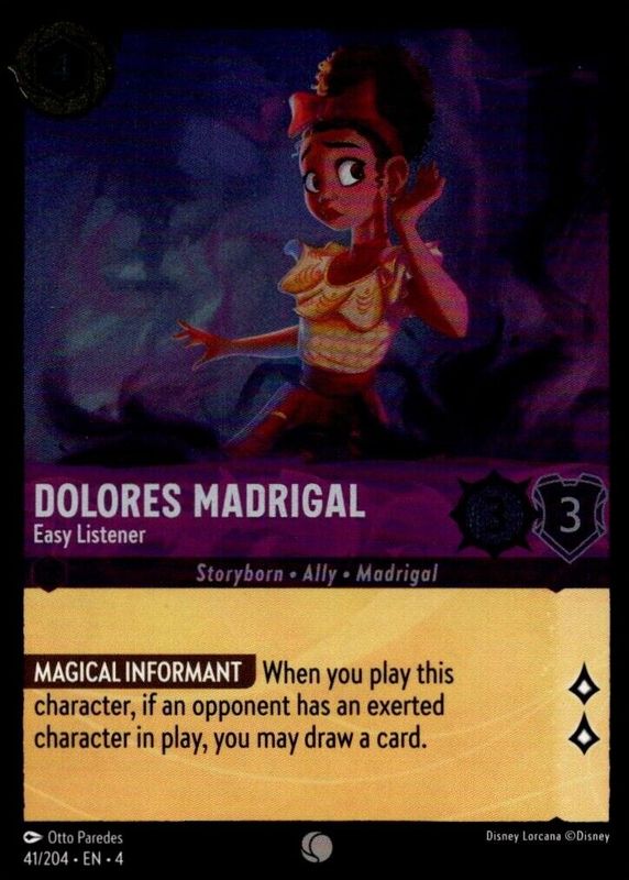 Dolores Madrigal - Easy Listener 2024 Ursula's Return #41/204 Cold Foil RAW TCG (NEAR MINT)
