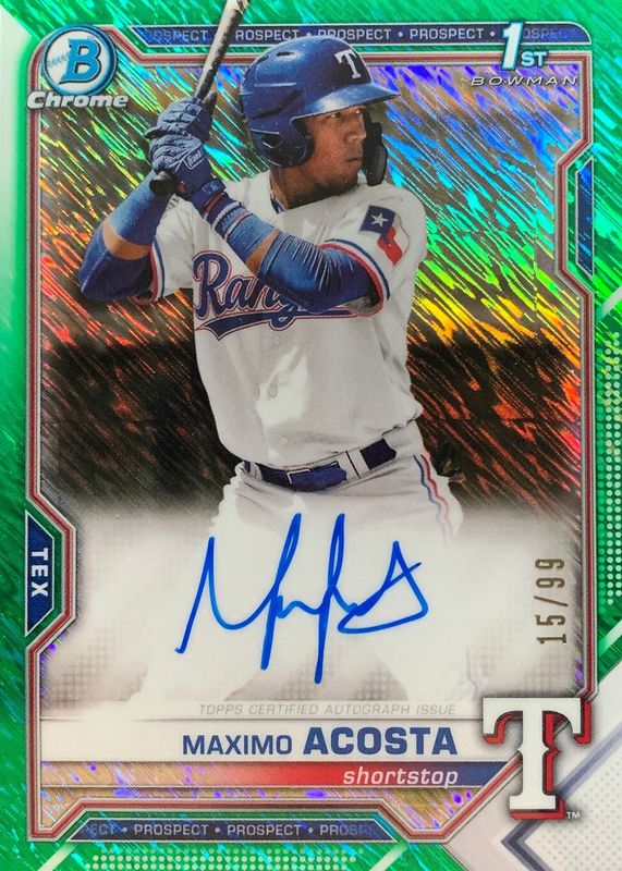 2021 Bowman #CPA-MA Chrome Prospect Auto - Green Shimmer Refractor /99 (1st)