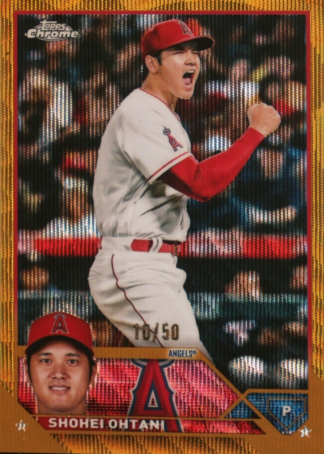 Shohei Ohtani 2023 Topps Chrome #17 Gold Wave Refractor /50 Price