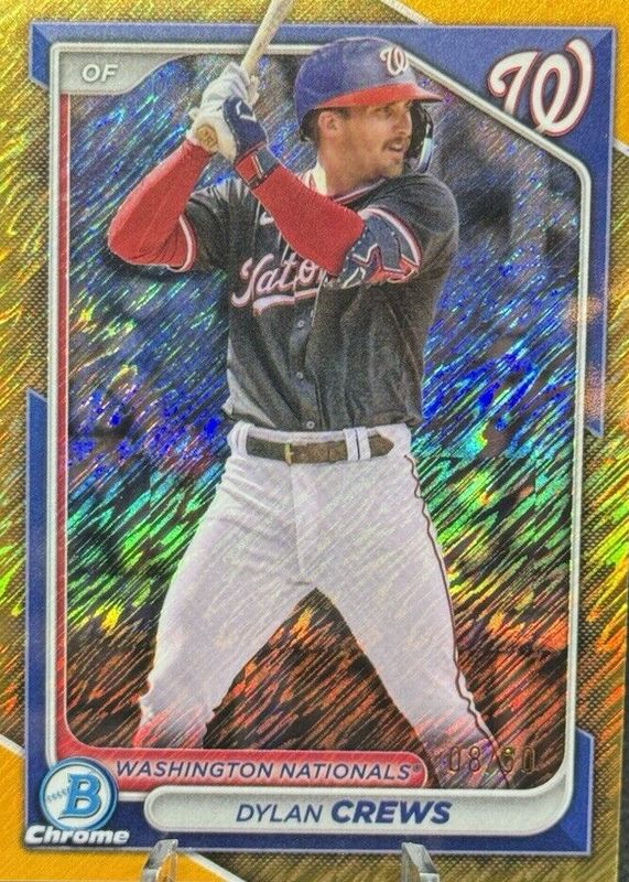 Dylan Crews 2024 Bowman Chrome #BCP-193 Prospects - Gold Shimmer Refractor /50 PSA 9