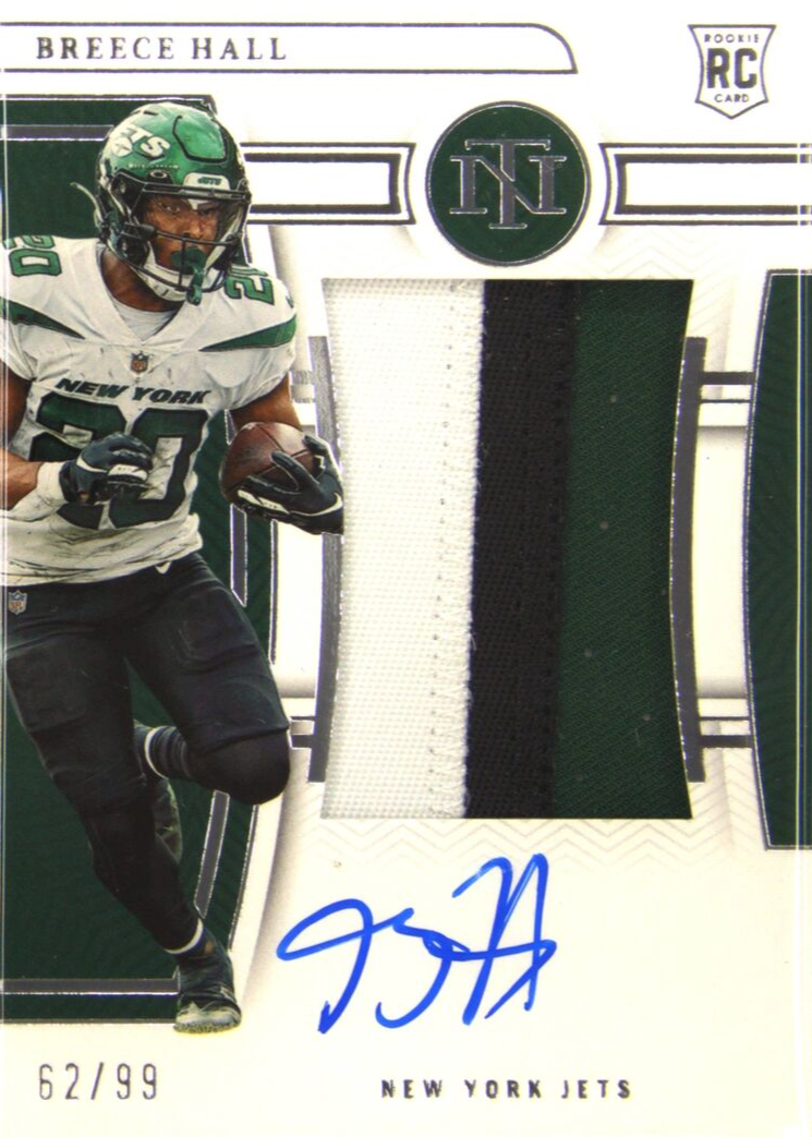 NFL Breece Hall auto 1of1 おまけ付き Breece Hall 2022 National Treasures #161 Rookie Patch Auto