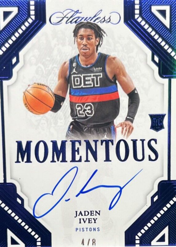 Jaden Ivey 2022 Flawless #MA-JIV Momentous Autographs - Blue /8 Rookie PSA 10