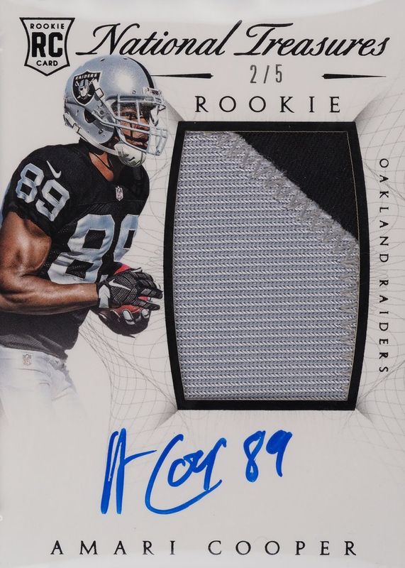 Amari Cooper 2015 National Treasures #126 Rookie Patch Auto - Black /5 PSA 10