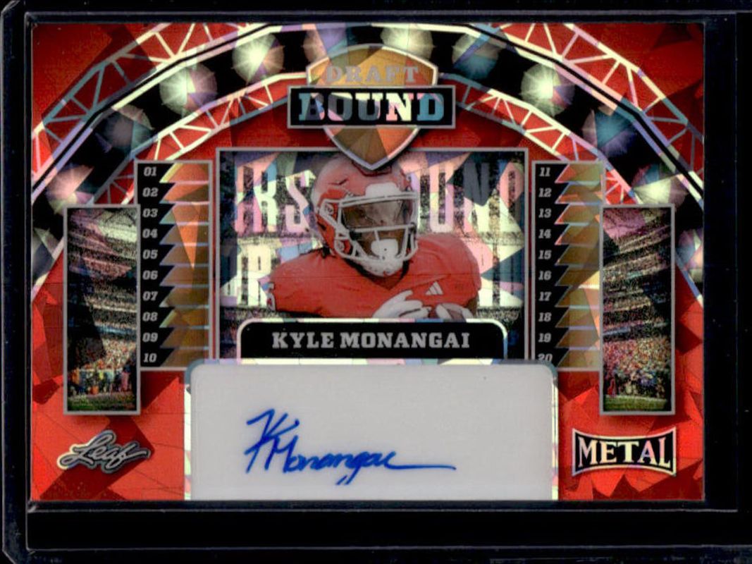 Kyle Monangai 2025 Leaf Metal #BA-KM1 Autographs - Crystals Red /7 Rookie RAW