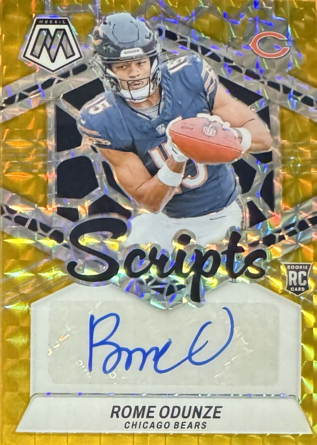 Rome Odunze 2024 Mosaic #RS-ROE Rookie Scripts - Gold /10 Price Guide ...