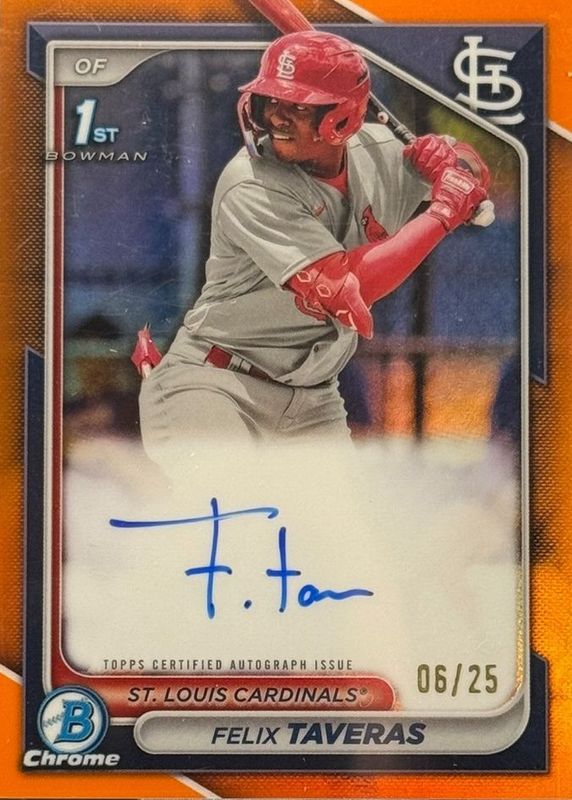 Felix Taveras 2024 Bowman Chrome #CPA-FT Prospect Auto - Orange Refractor /25 (1st) RAW