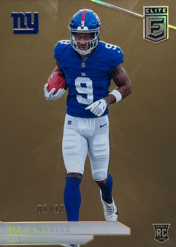 Malik Nabers 2024 Elite #196 Gold /10 Rookie RAW